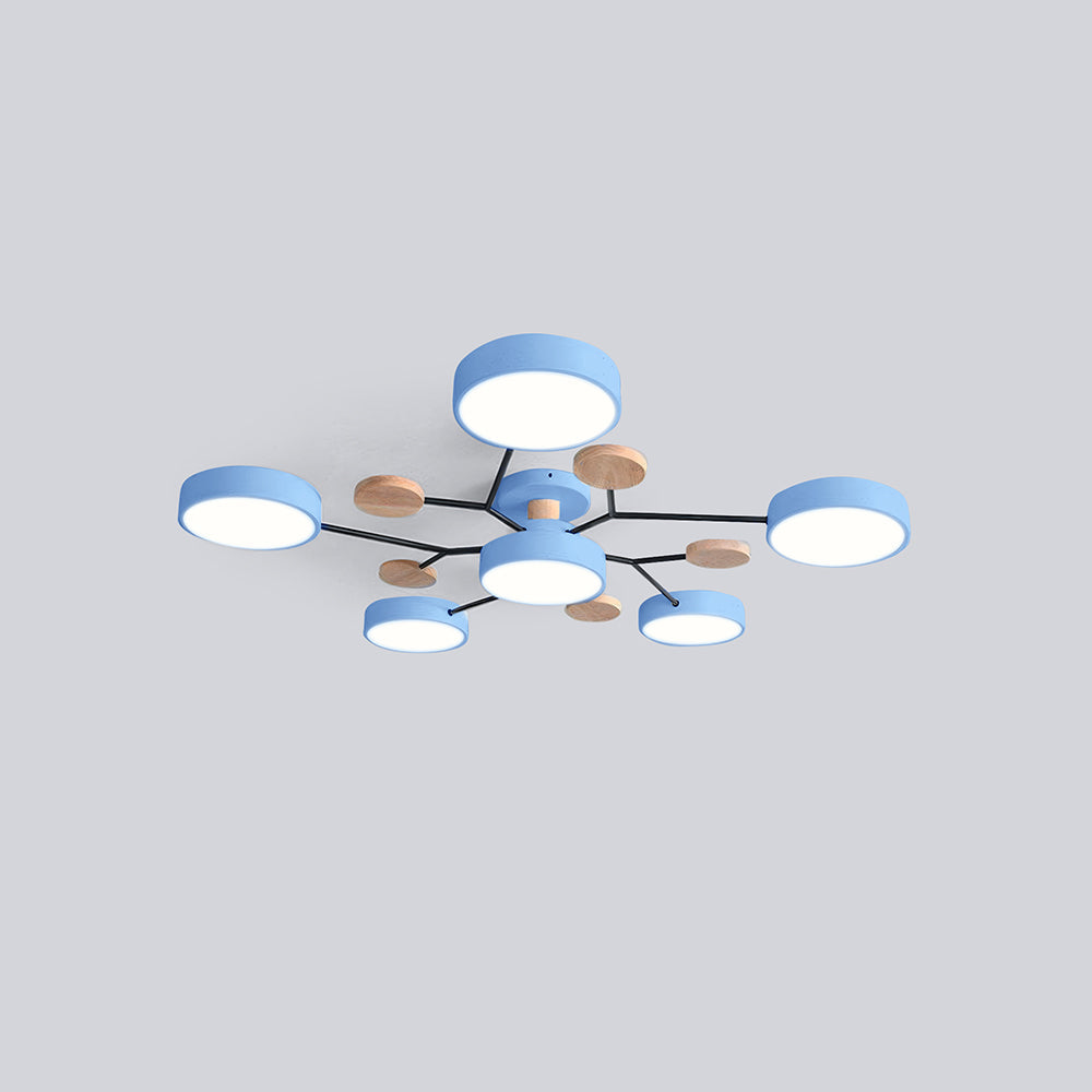 Contemporary Round Iron LED Semi-Flush Chandelier NALANI