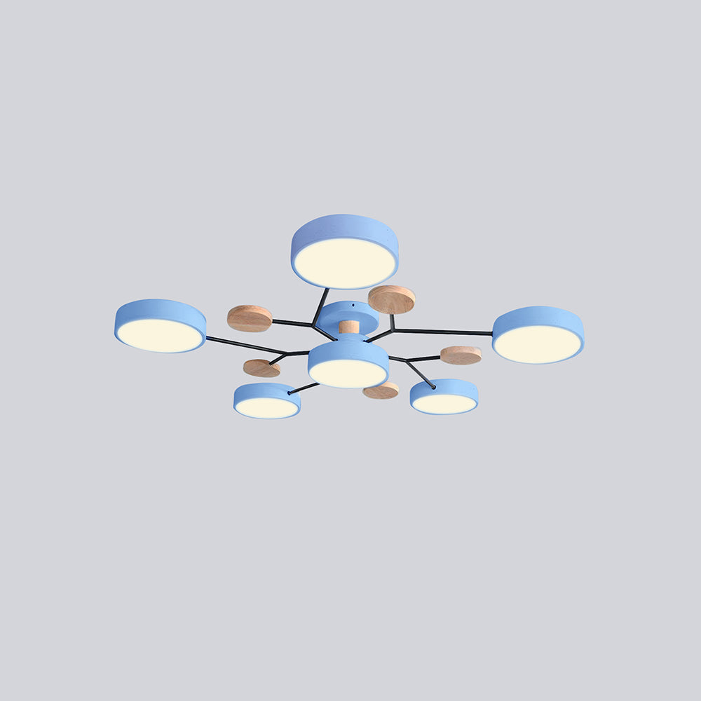 Contemporary Round Iron LED Semi-Flush Chandelier NALANI