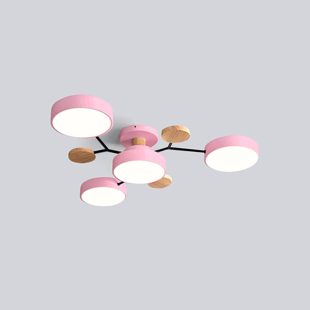 Contemporary Round Iron LED Semi-Flush Chandelier NALANI
