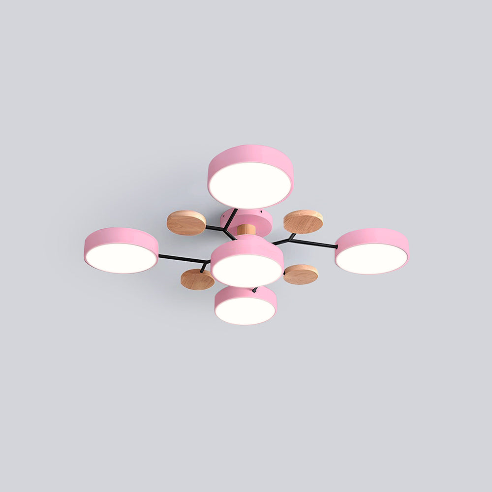 Contemporary Round Iron LED Semi-Flush Chandelier NALANI