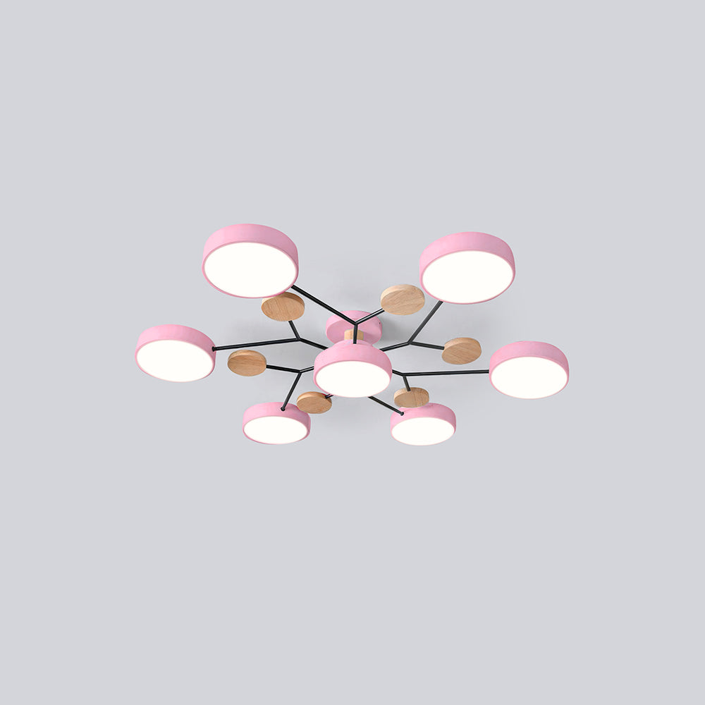 Contemporary Round Iron LED Semi-Flush Chandelier NALANI