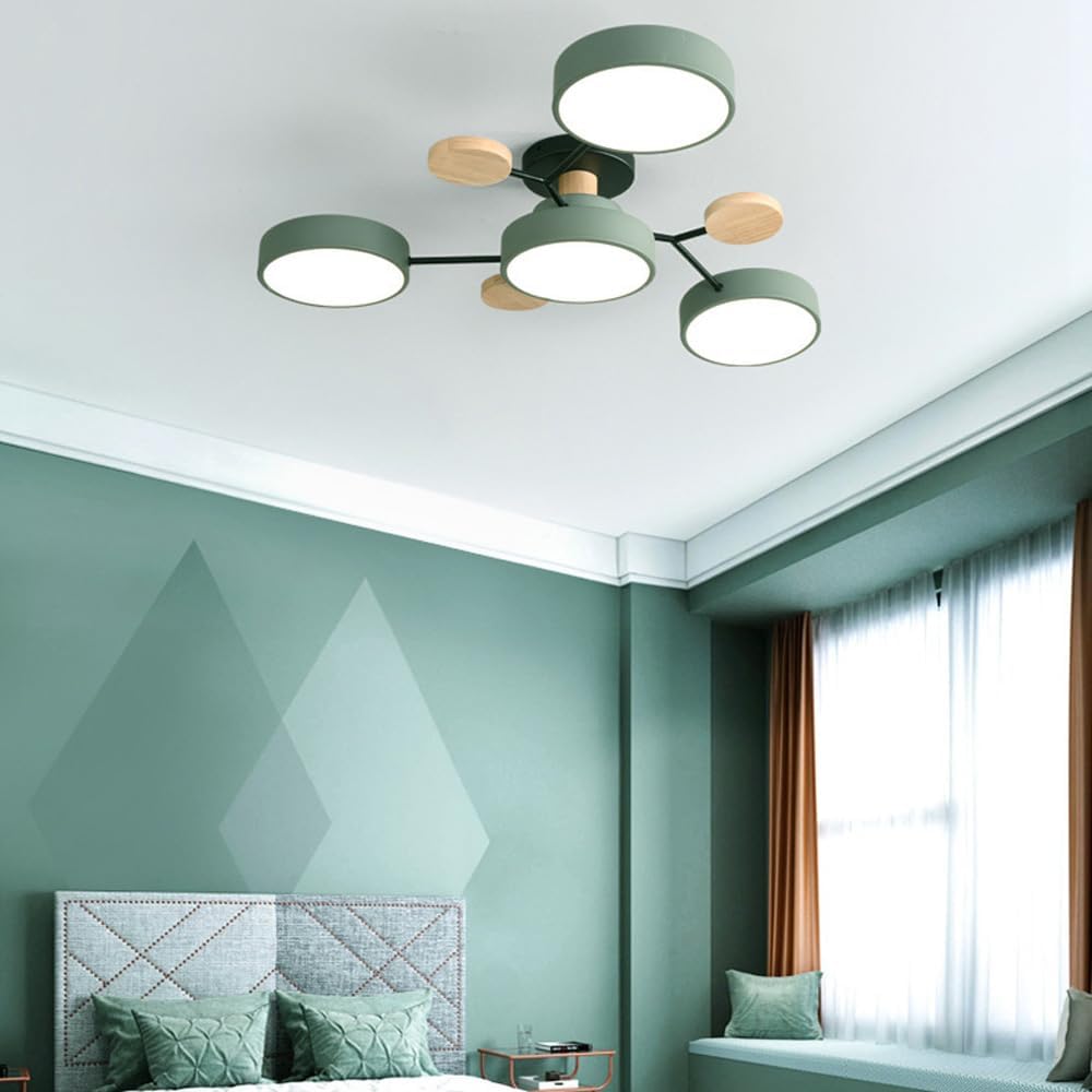 Contemporary Round Iron LED Semi-Flush Chandelier Green 4Lights-D85*H14CM NALANI