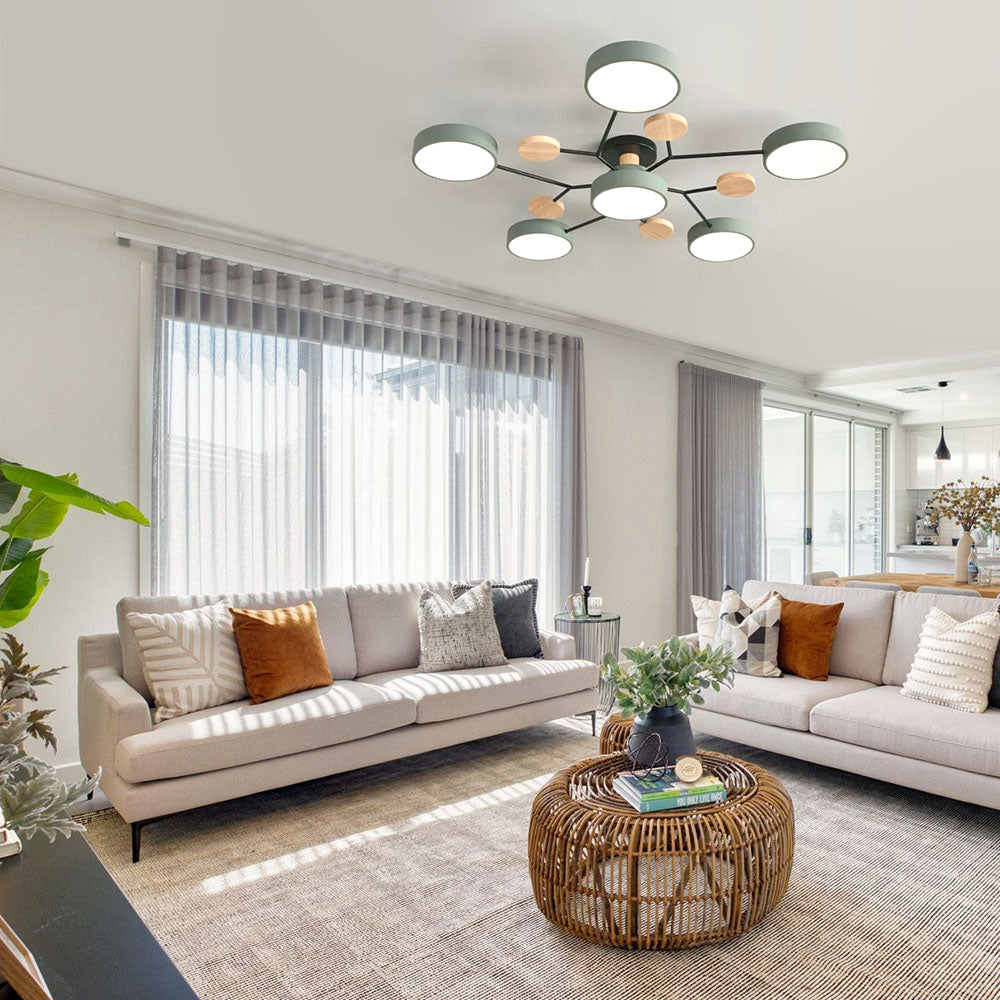 Contemporary Round Iron LED Semi-Flush Chandelier Green 6Lights-D90*H14CM NALANI