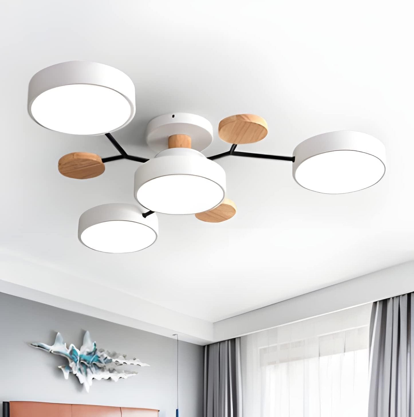 Contemporary Round Iron LED Semi-Flush Chandelier White 4Lights-D85*H14CM NALANI
