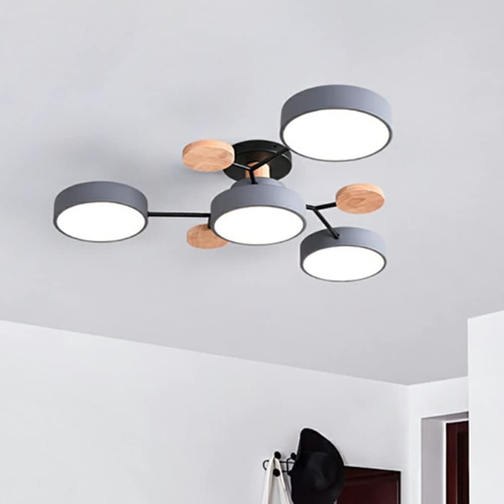 Contemporary Round Iron LED Semi-Flush Chandelier Grey 4Lights-D85*H14CM NALANI