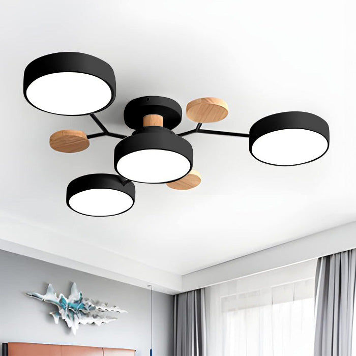 Contemporary Round Iron LED Semi-Flush Chandelier Black 4Lights-D85*H14CM NALANI