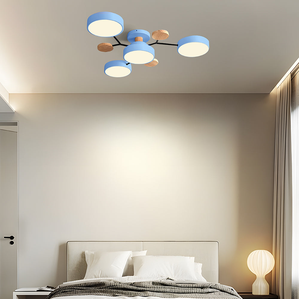 Contemporary Round Iron LED Semi-Flush Chandelier Blue 4Lights-D85*H14CM NALANI