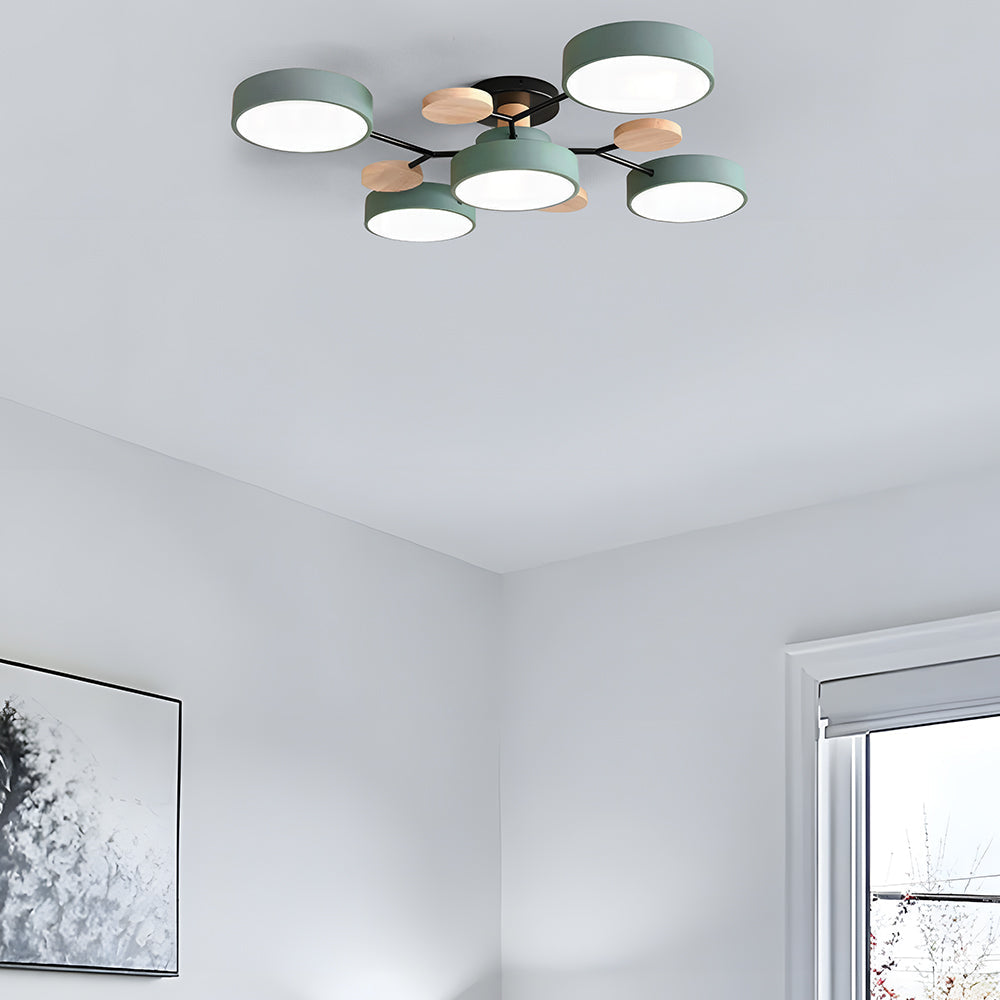 Contemporary Round Iron LED Semi-Flush Chandelier NALANI