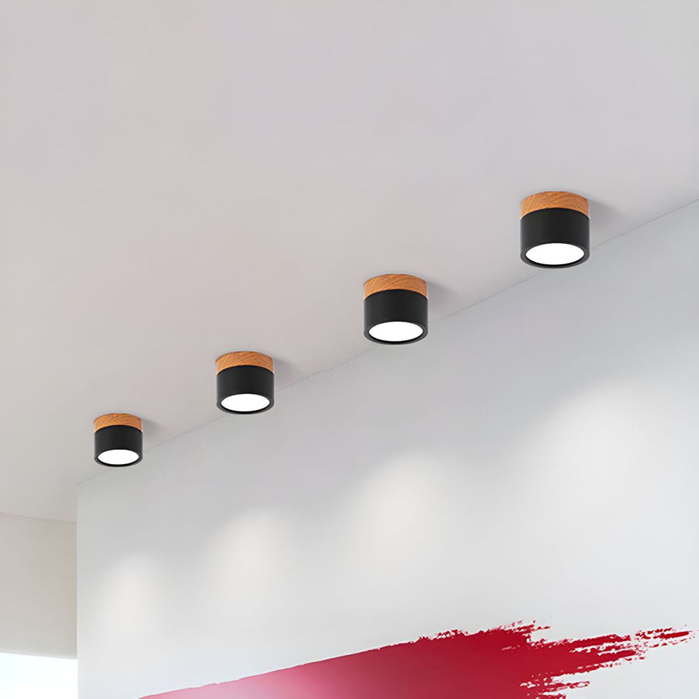 Cylinder Small Flush Ceiling Lights for Modern Home Decor Black D11cm*H7cm-7W White Light NALANI