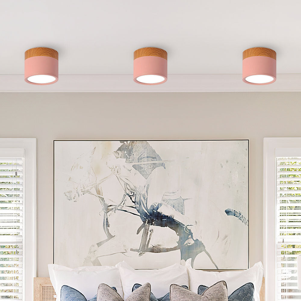 Cylinder Small Flush Ceiling Lights for Modern Home Decor Pink NALANI