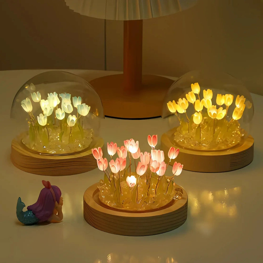 Graceful Tulip Light Under Glass Dome for Soothing Ambiance NaLani