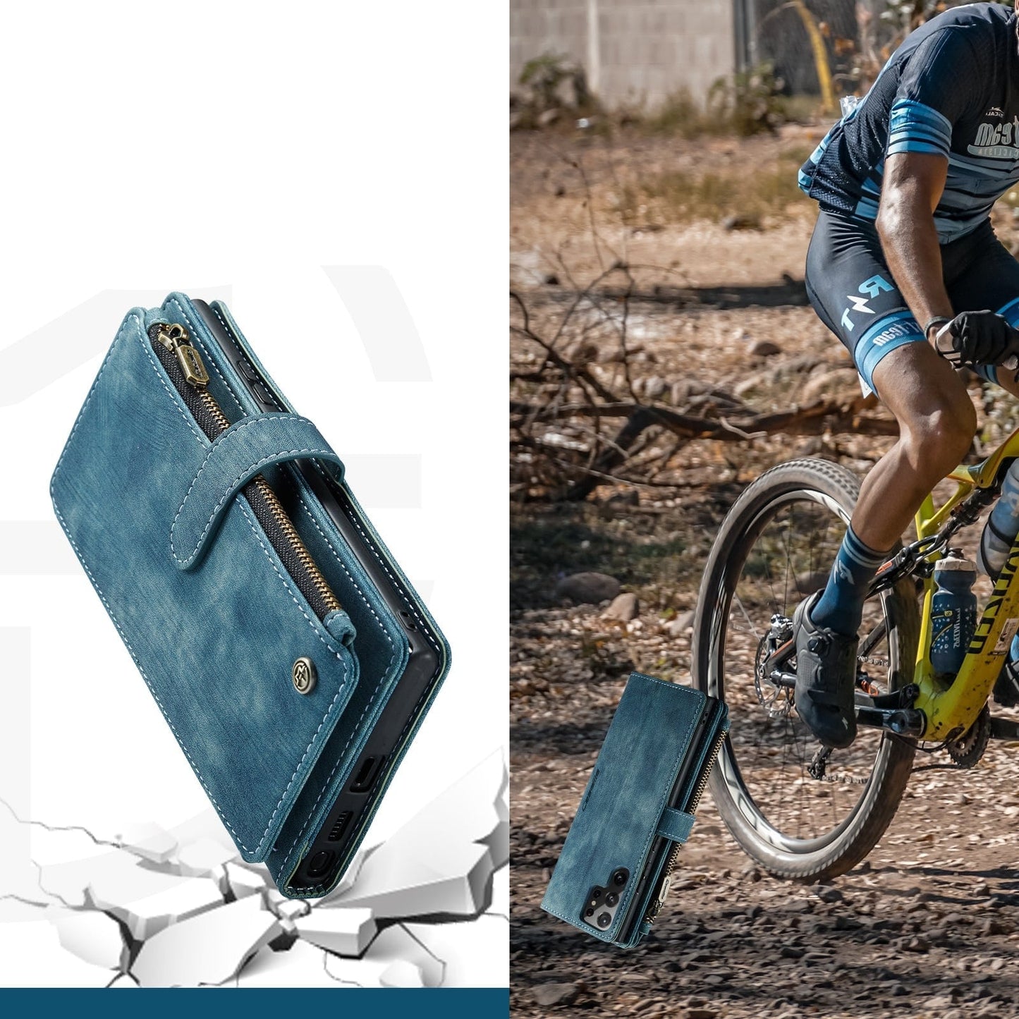 Leather Wallet Case With Zipper For Smartphones Card Slots-Portemonnees-NaLani