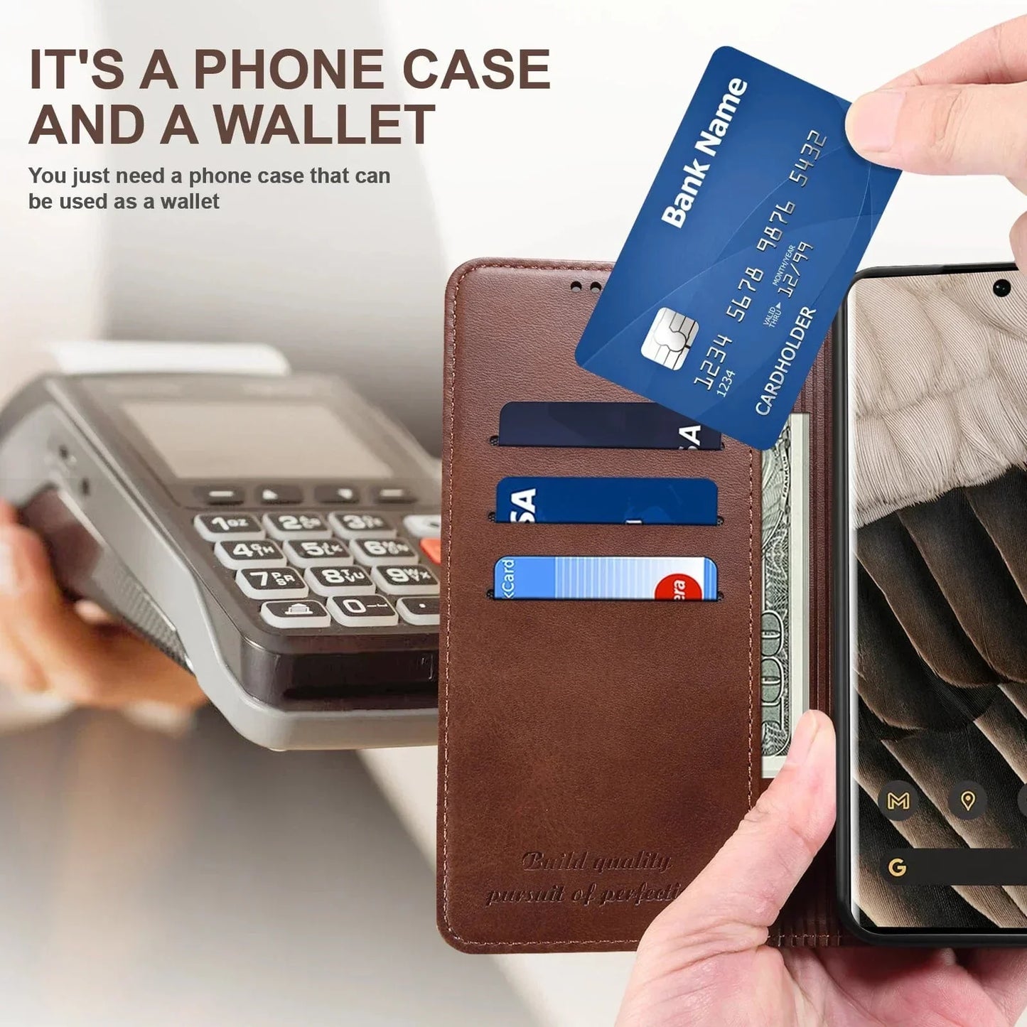 Premium Leather Wallet Case With Magnetic Card Holder NALANI