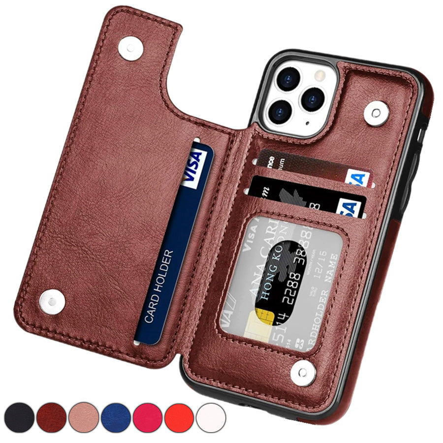 Luxury Leather Phone Case With Card Slots Magnetic Closure NALANI