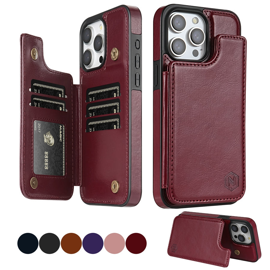 Luxury Leather Phone Case With Card Slots Magnetic Closure NALANI