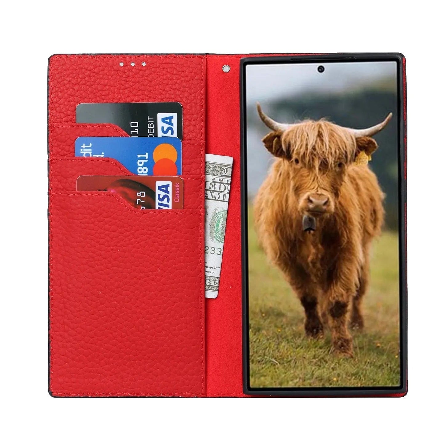 Premium Leather Wallet Case With Kickstand For S23 Ultra NALANI