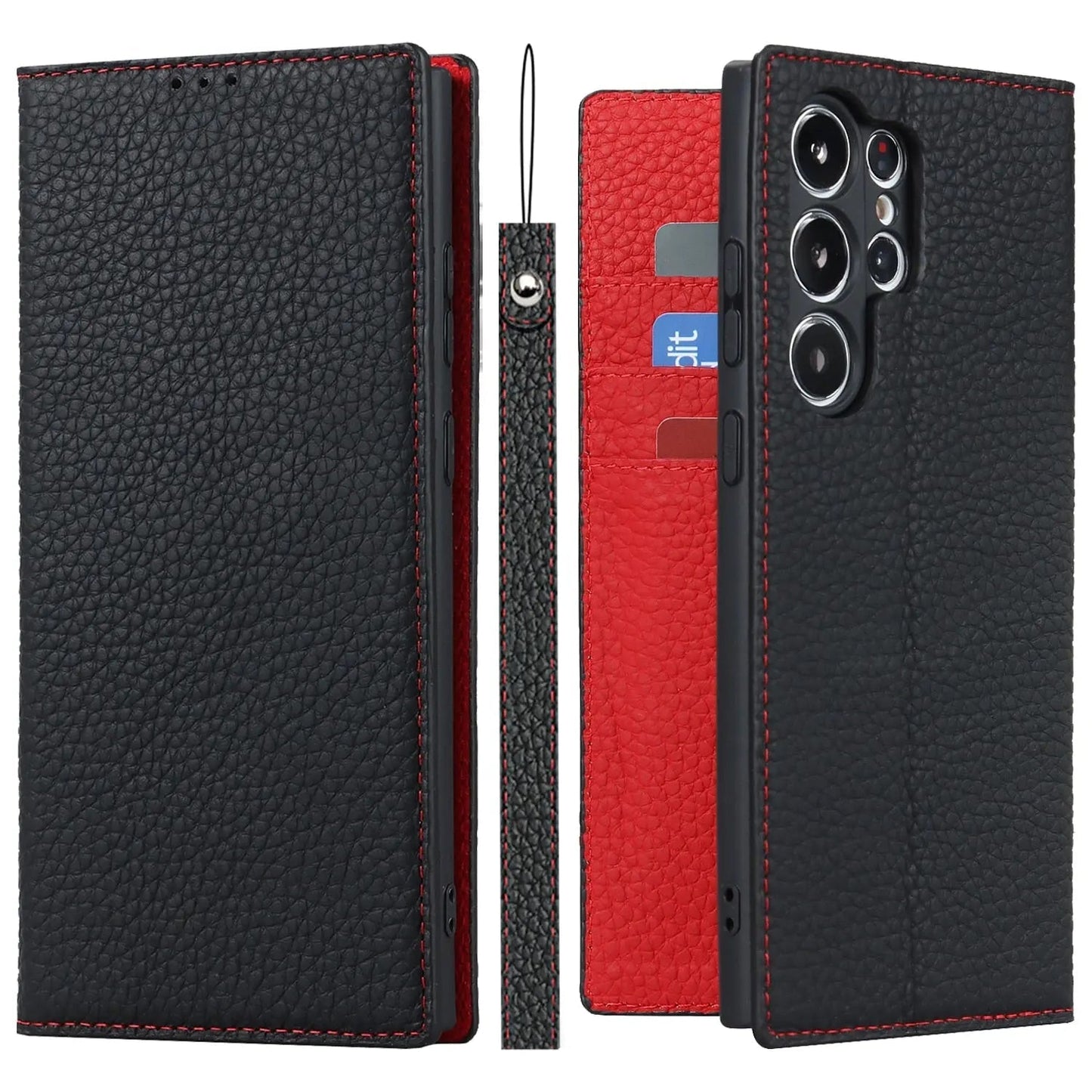 Premium Leather Wallet Case With Kickstand For S23 Ultra NALANI