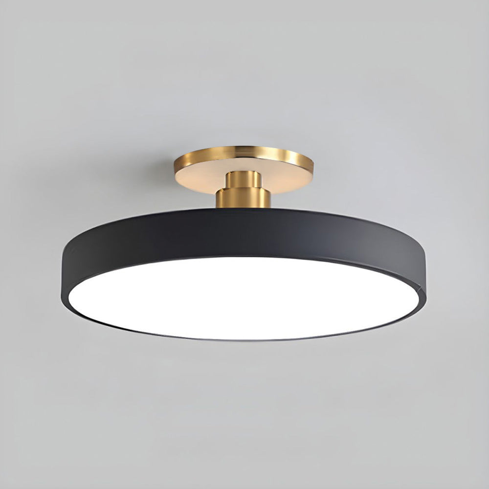 Modern Concise Circular LED Semi Flush Mount Ceiling Light 50cm Black NALANI