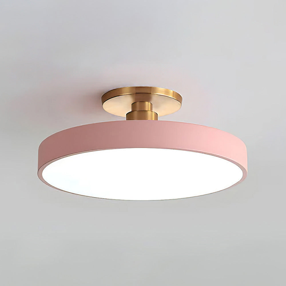 Modern Concise Circular LED Semi Flush Mount Ceiling Light 50cm Pink NALANI
