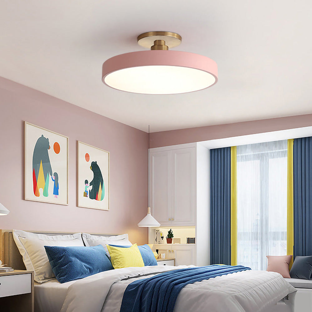 Modern Concise Circular LED Semi Flush Mount Ceiling Light 50cm Pink NALANI