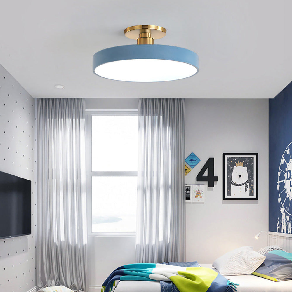 Modern Concise Circular LED Semi Flush Mount Ceiling Light 50cm Blue NALANI