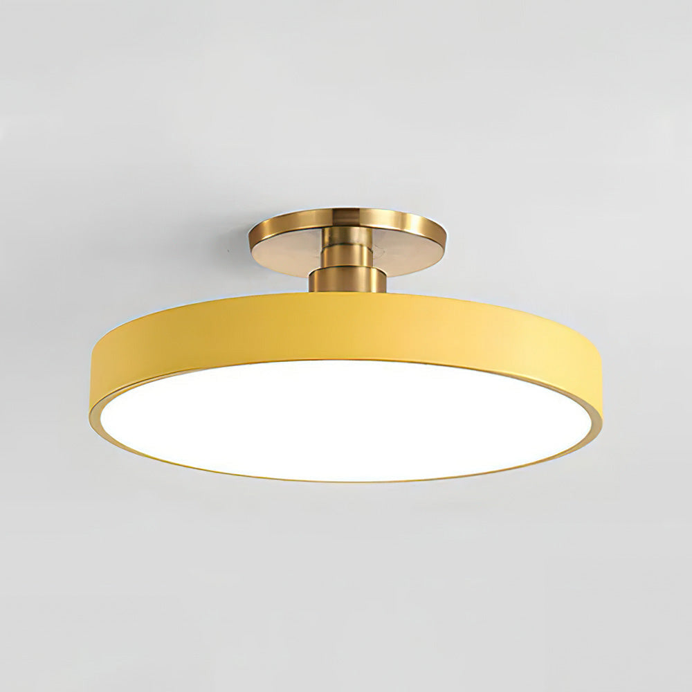 Modern Concise Circular LED Semi Flush Mount Ceiling Light 50cm Yellow NALANI