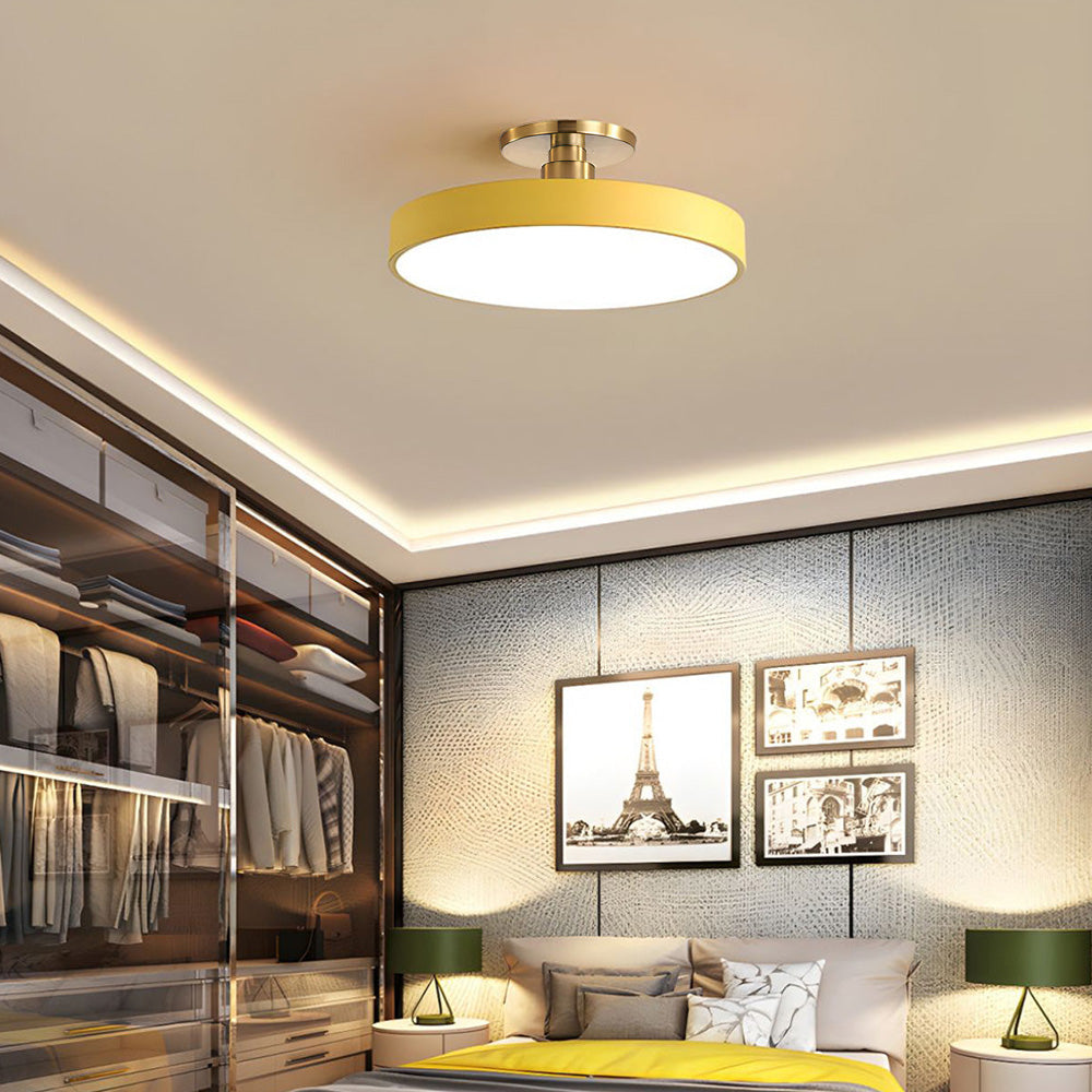 Modern Concise Circular LED Semi Flush Mount Ceiling Light 50cm Yellow NALANI