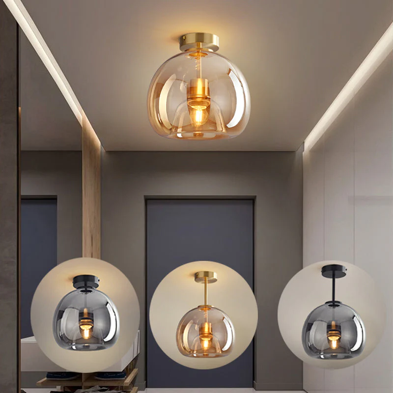 Retro Copper Glass Modern Ceiling Lights NALANI