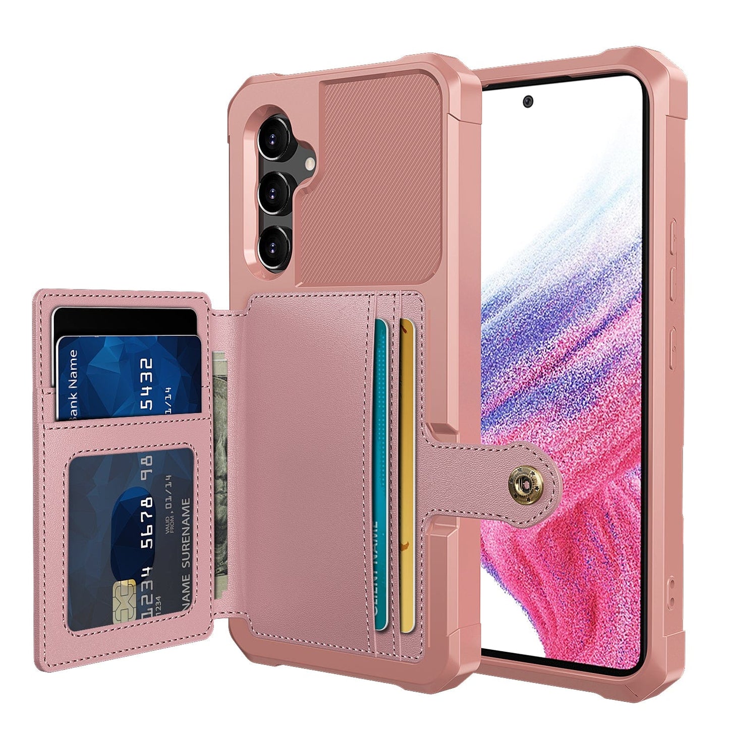 Slim Magnetic Leather Wallet Case for A Series Smartphones-Portemonnees-NaLani