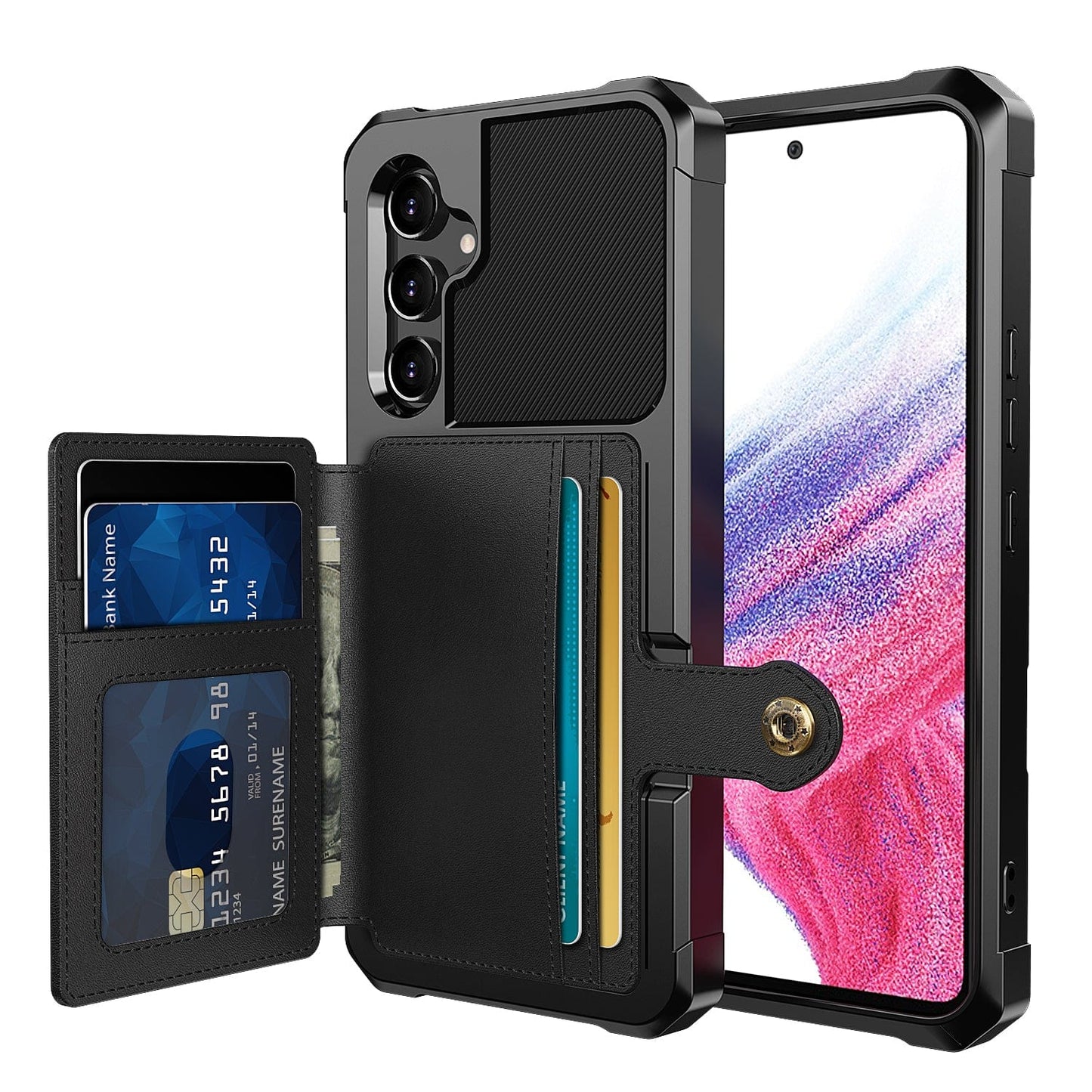 Slim Magnetic Leather Wallet Case for A Series Smartphones-Portemonnees-NaLani