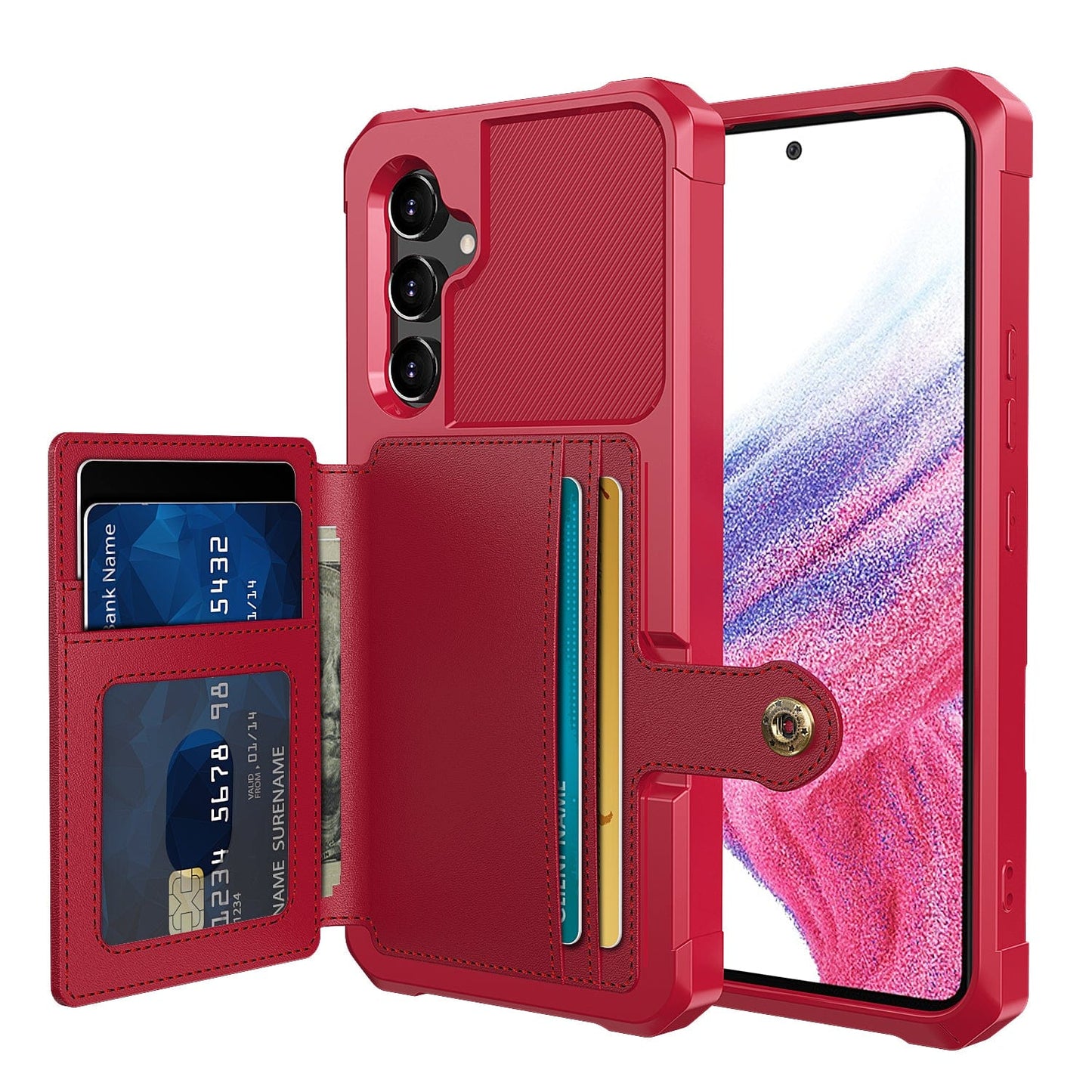 Slim Magnetic Leather Wallet Case for A Series Smartphones-Portemonnees-NaLani