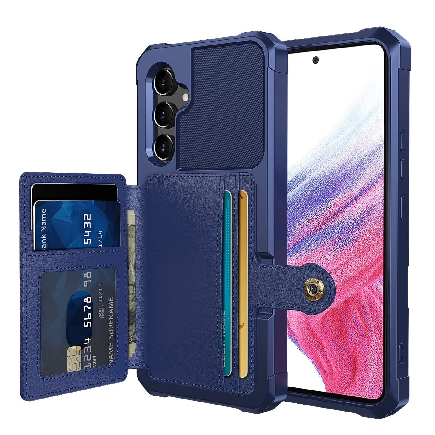 Slim Magnetic Leather Wallet Case for A Series Smartphones-Portemonnees-NaLani