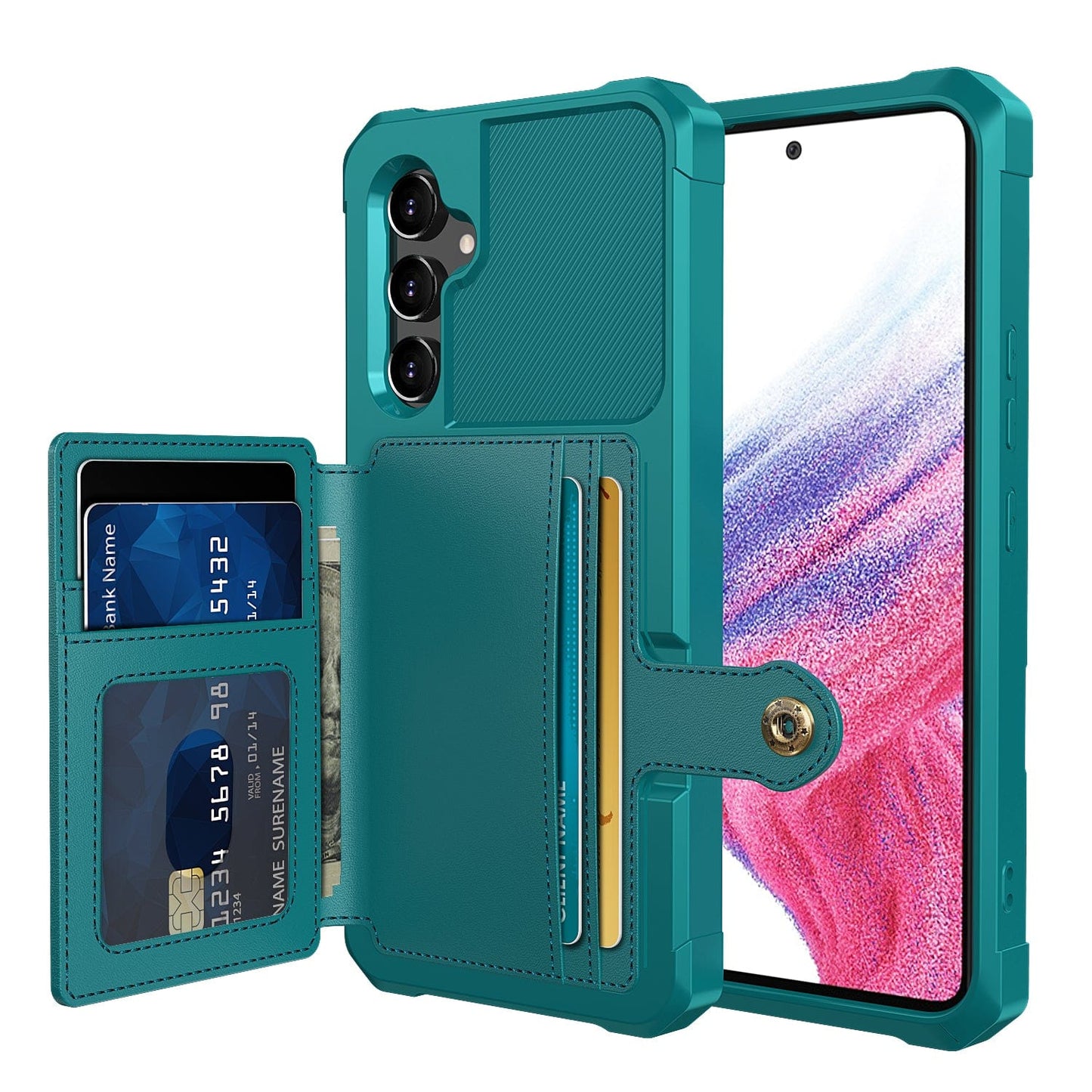 Slim Magnetic Leather Wallet Case for A Series Smartphones-Portemonnees-NaLani