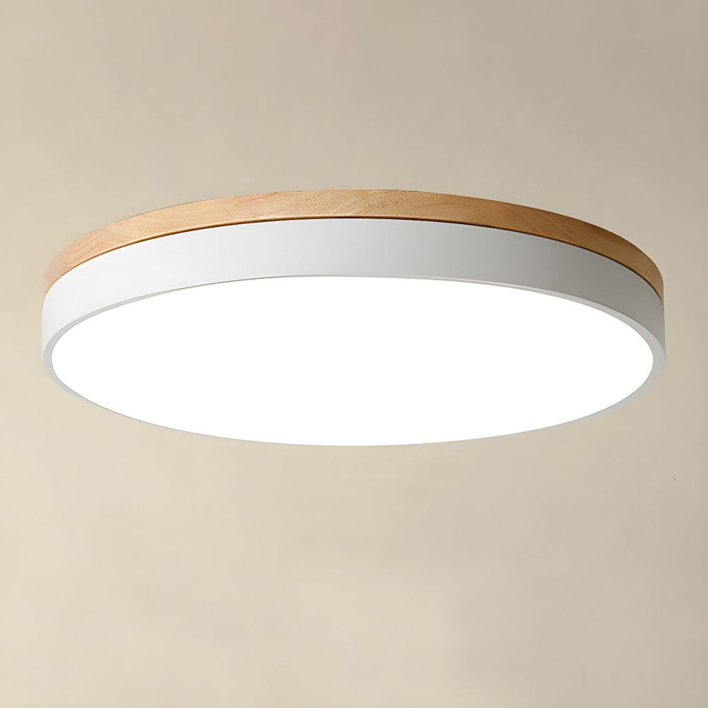 Wooden Round Shape Flush Ceiling Lights For Living Room NALANI