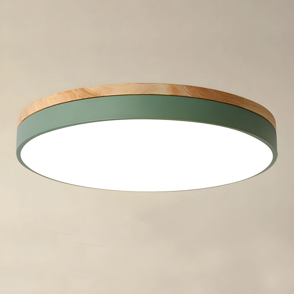 Wooden Round Shape Flush Ceiling Lights For Living Room NALANI