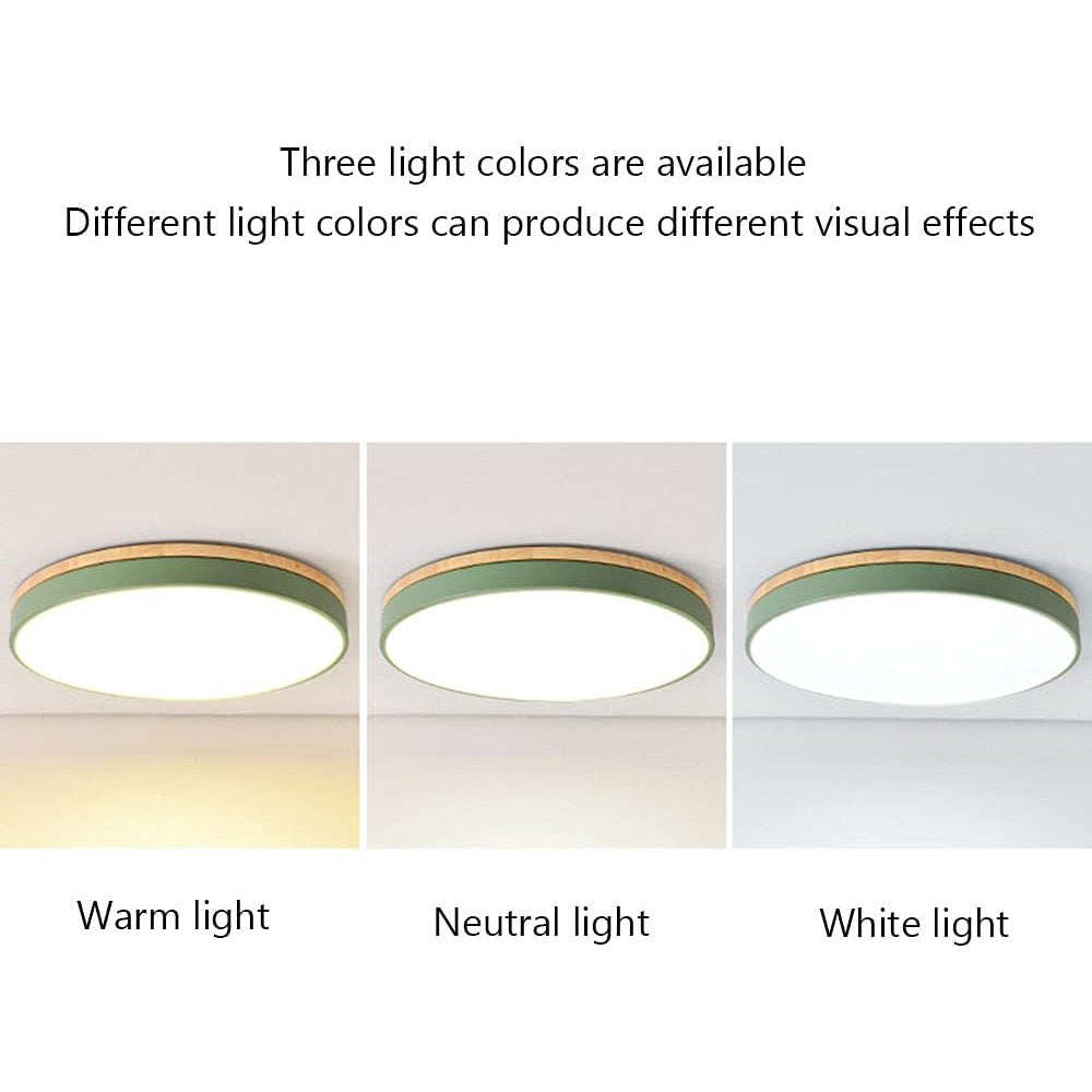 Wooden Round Shape Flush Ceiling Lights For Living Room NALANI