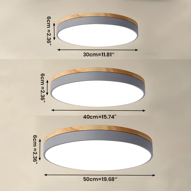 Wooden Round Shape Flush Ceiling Lights For Living Room NALANI