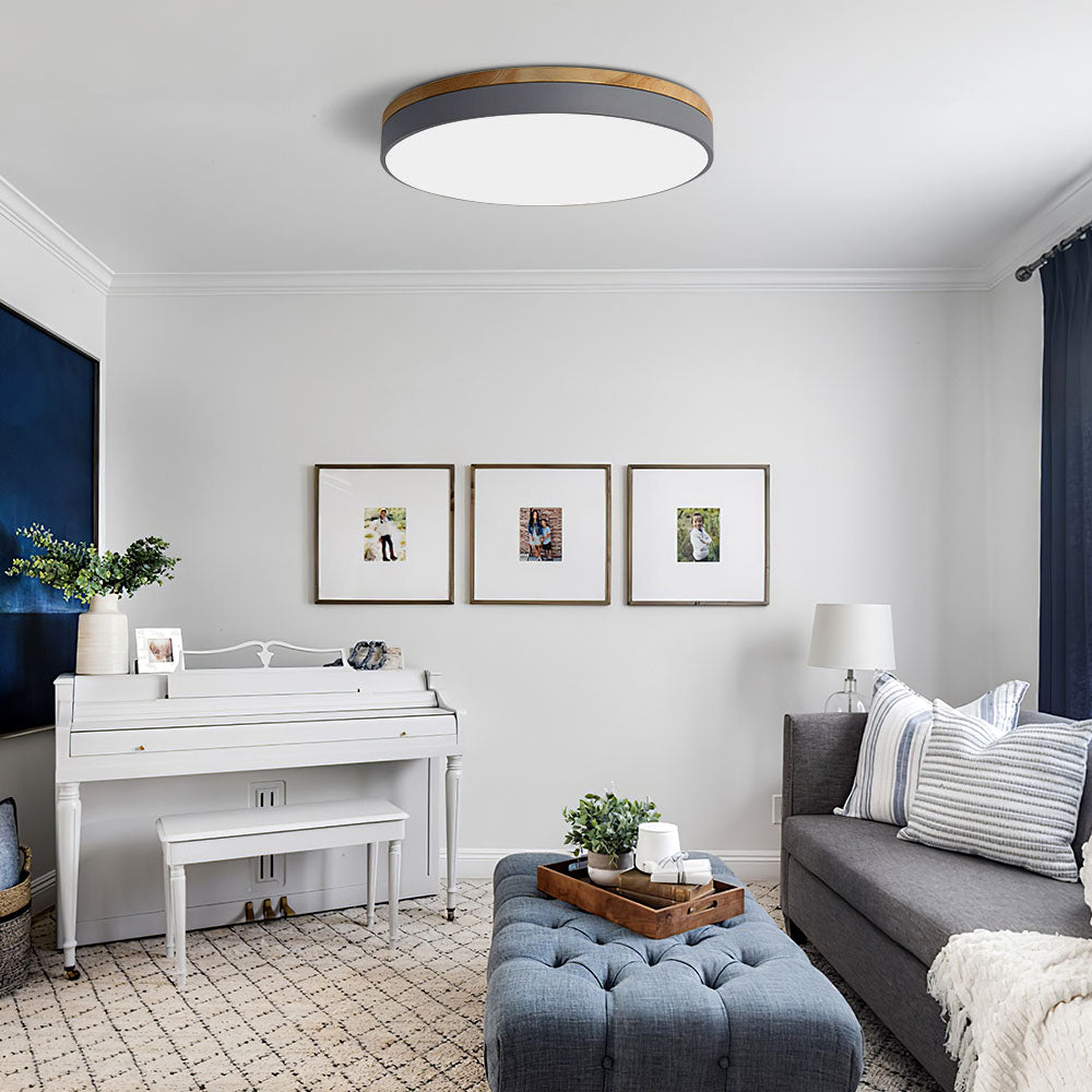 Wooden Round Shape Flush Ceiling Lights For Living Room NALANI