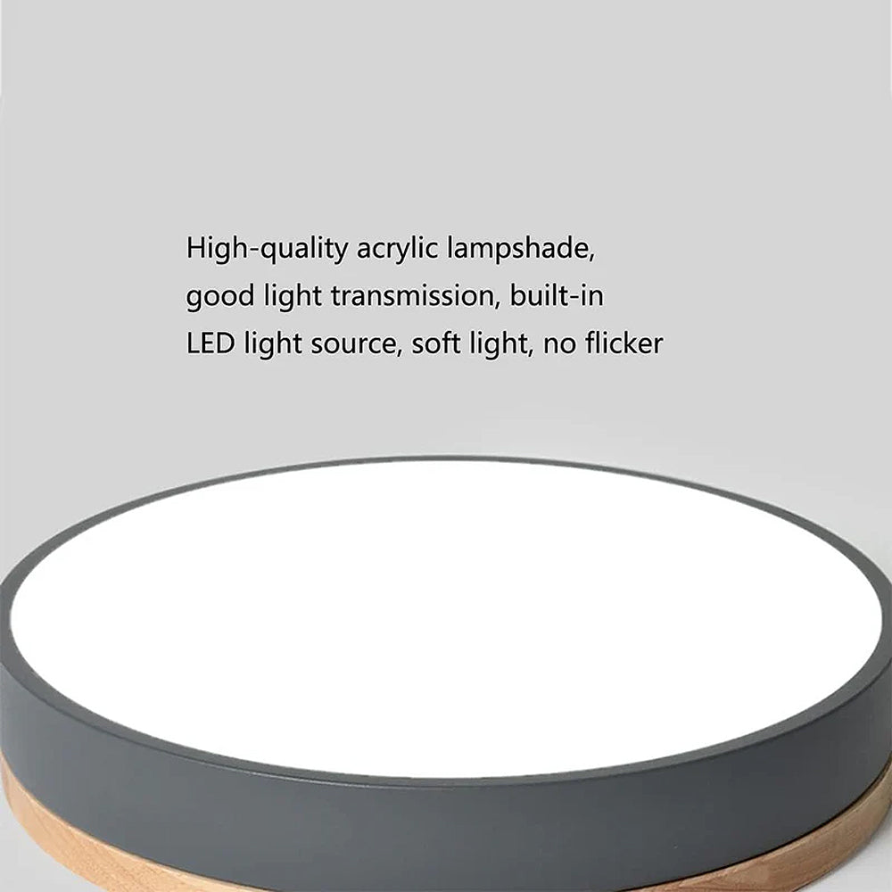 Wooden Round Shape Flush Ceiling Lights For Living Room NALANI