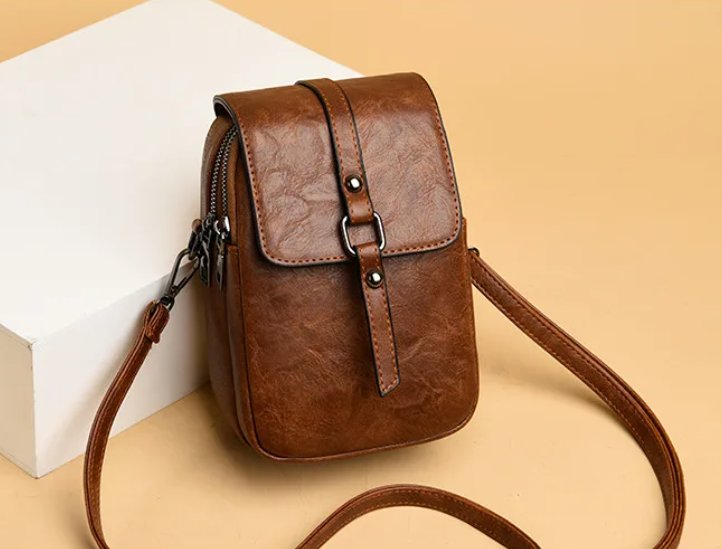 Vintage Multi Functional Soft Vegan Leather Shoulder Bag Brown NALANI