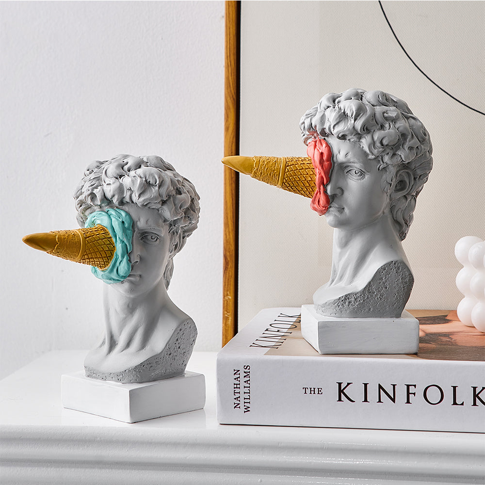 David Ice Cream Statue Home Decor for Creative Bookshelf Display NaLani