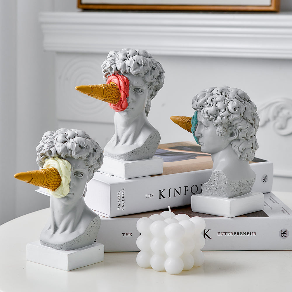 David Ice Cream Statue Home Decor for Creative Bookshelf Display NaLani