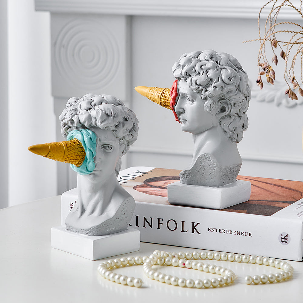 David Ice Cream Statue Home Decor for Creative Bookshelf Display NaLani