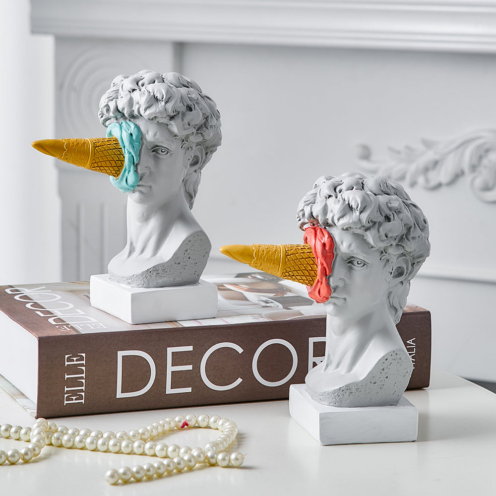 David Ice Cream Statue Home Decor for Creative Bookshelf Display NaLani