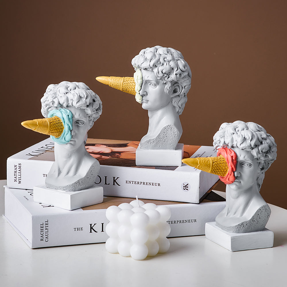 David Ice Cream Statue Home Decor for Creative Bookshelf Display Set of 3 NaLani