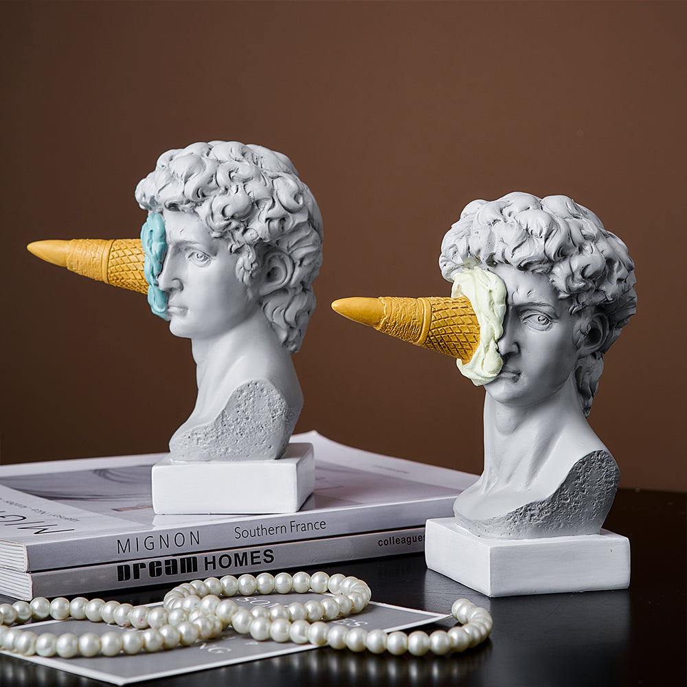 David Ice Cream Statue Home Decor for Creative Bookshelf Display NaLani