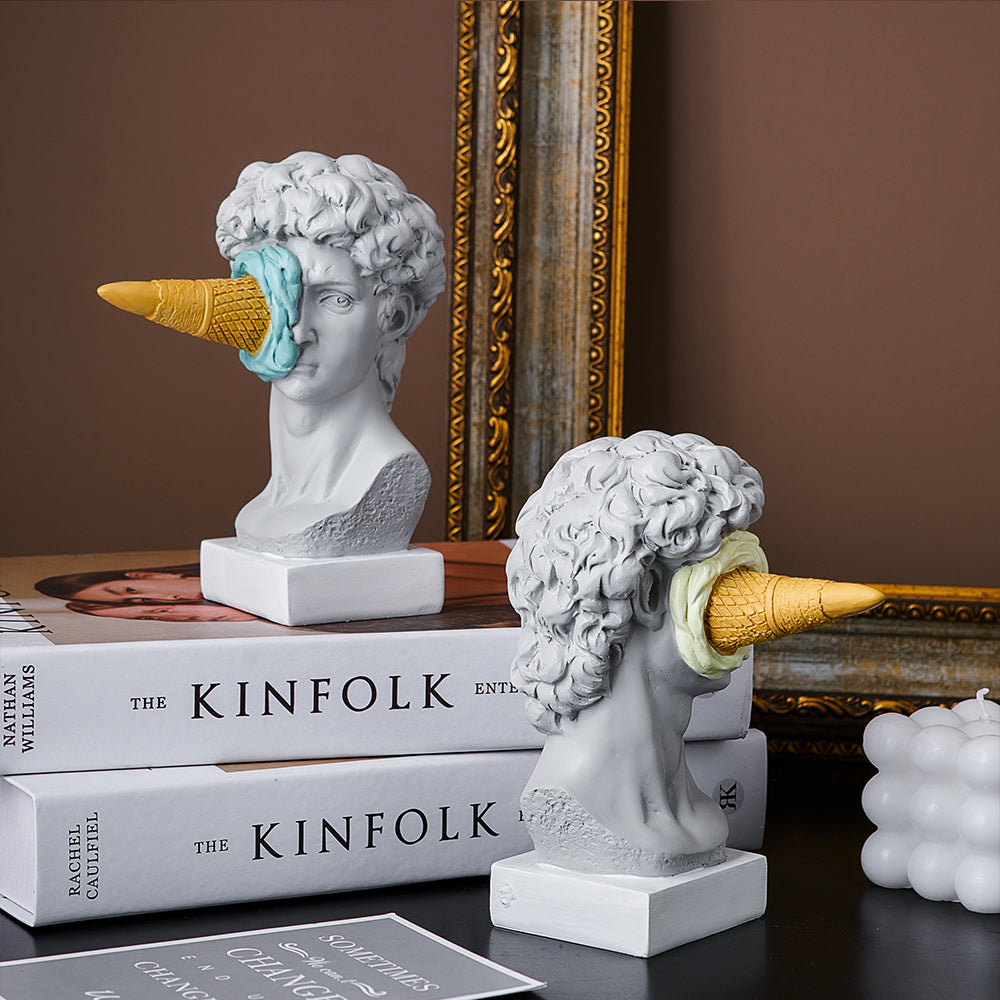 David Ice Cream Statue Home Decor for Creative Bookshelf Display NaLani