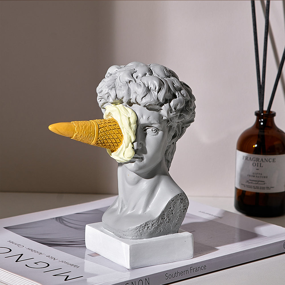 David Ice Cream Statue Home Decor for Creative Bookshelf Display NaLani
