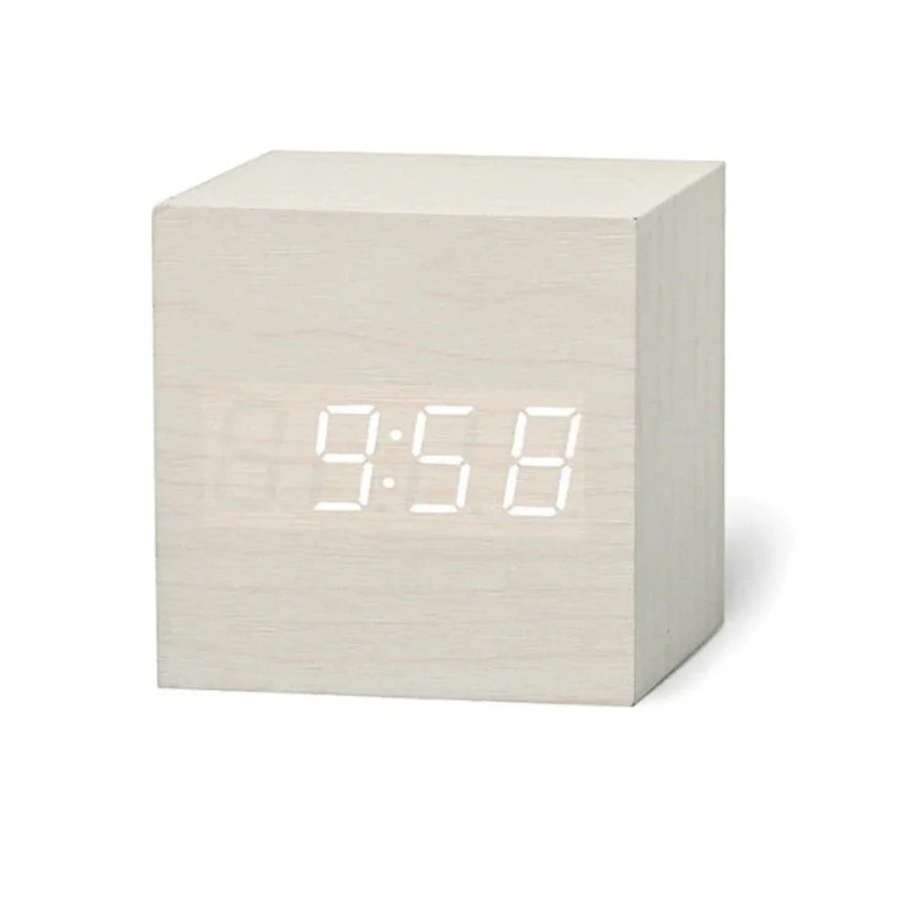 Compact LED Digital Alarm Clock With Temperature Night Mode White White NALANI