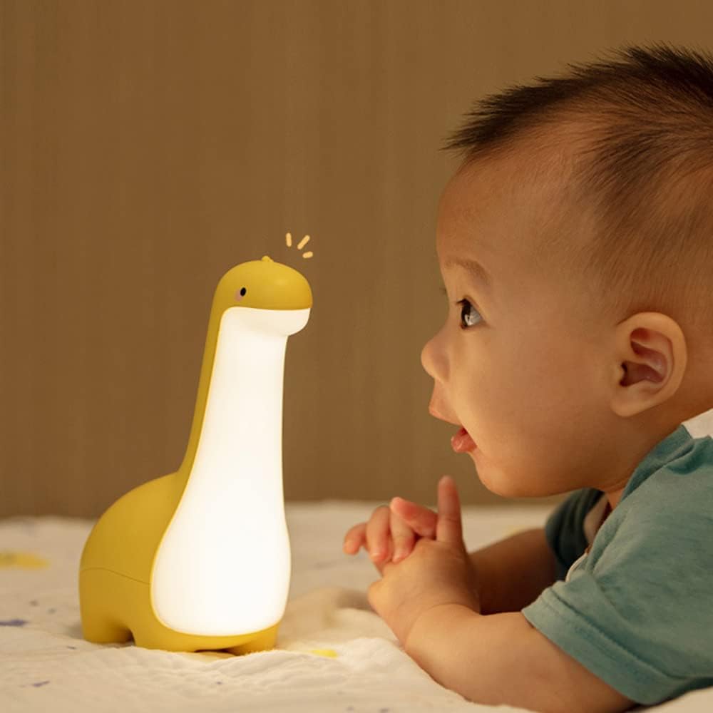 Soft Silicone Dinosaur Night Light For Kids Gentle Glow Yellow NALANI